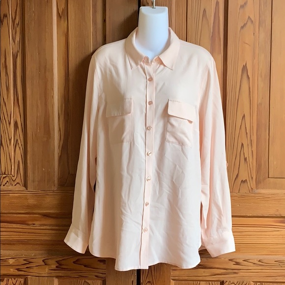 GO Silk Blush Pink Button Up Blouse - Picture 1 of 12